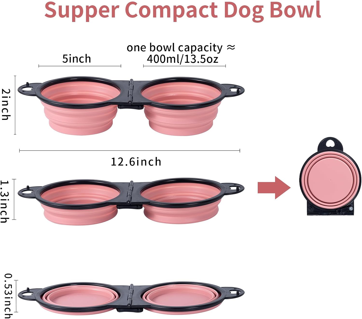SLSON double pet feeding bowl folded flat showing the secure lock clips