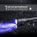 NEXTORCH C2UV tactical waterproof blacklight showing the battery compartment and tail switch.