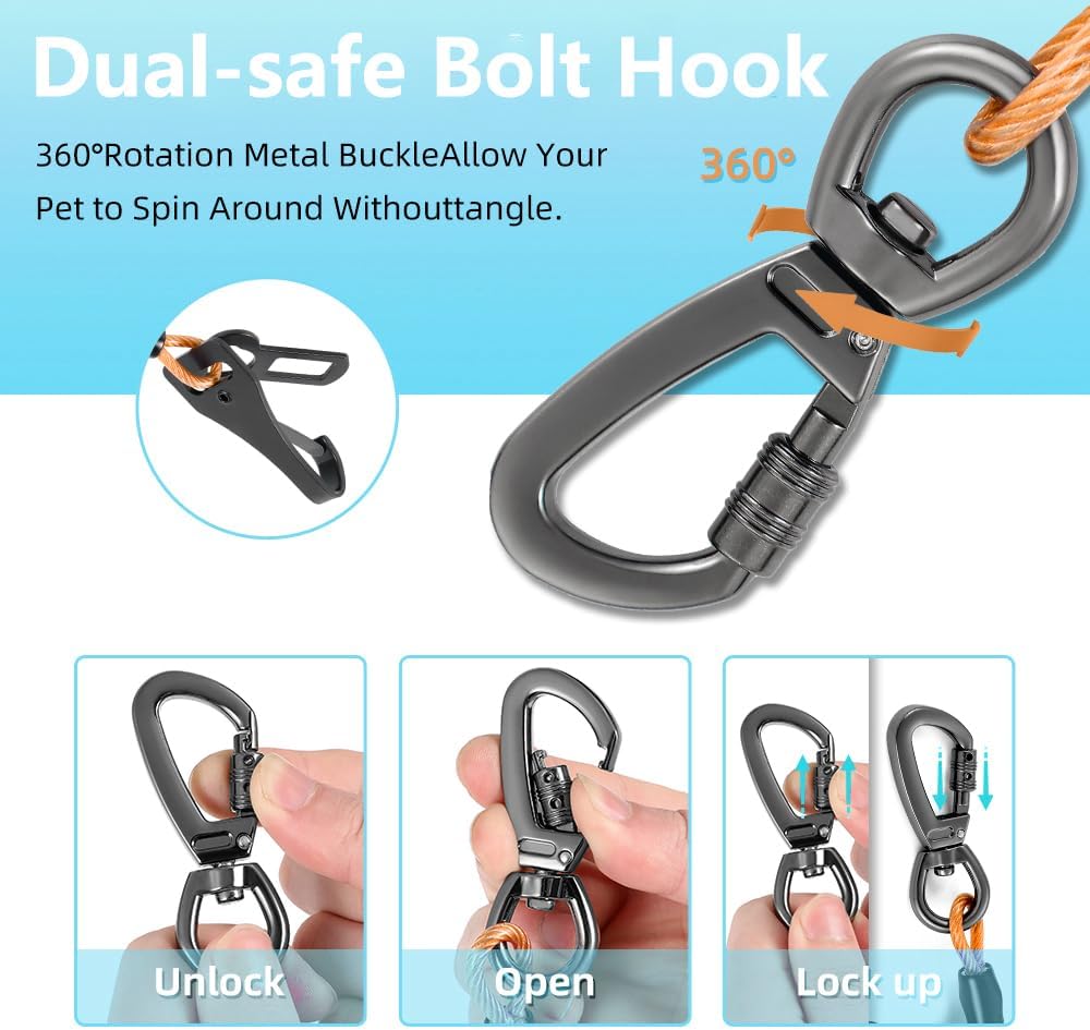 Close up of Miao Chuai dog seat belt steel cable and buckle