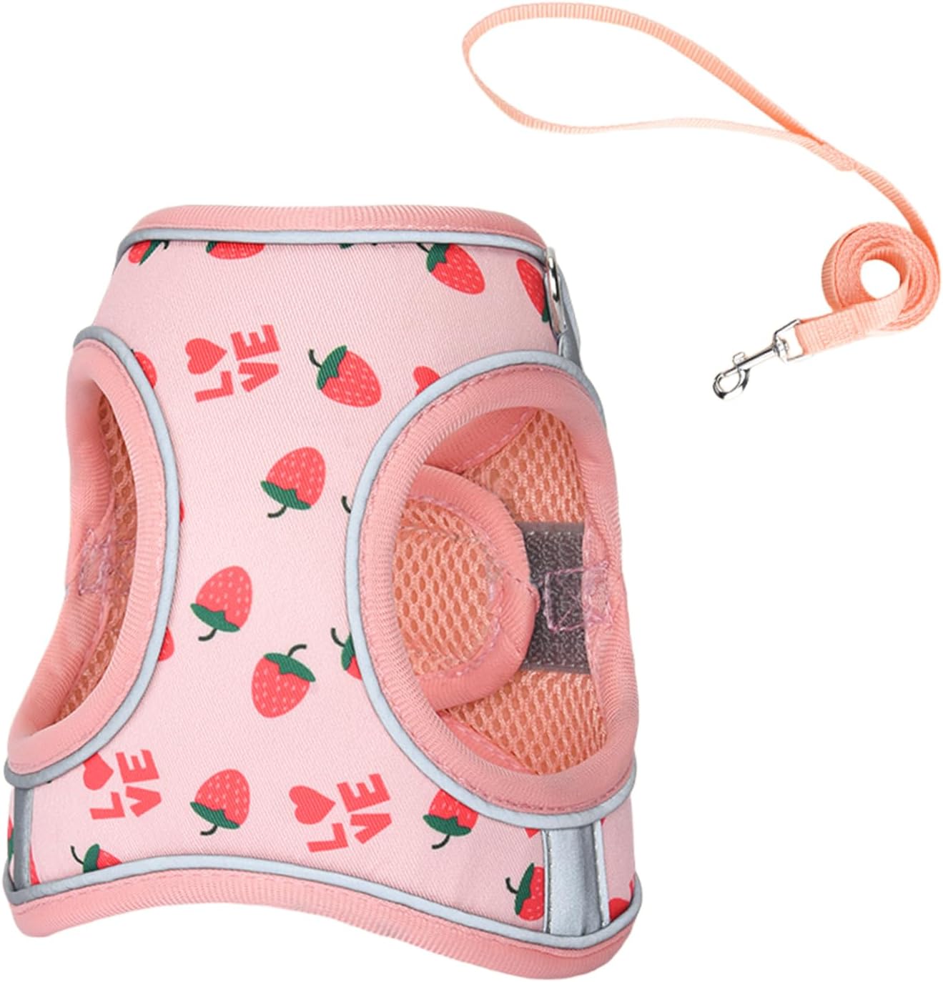 Step in Dog Harness and Leash Set, Flower Adjustable Easy Walk Puppy Harnesses, Soft Mesh No Pull Pet Vest Harness for Small Dogs and Cats(Strawberry, XS) - Image 12