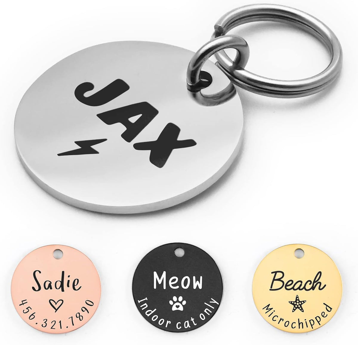 Personalized Lovely Symbols Dog Tags and Cat Custom Engraved Stainless Steel Pet ID Tag (X-Small, Rose Gold) - Image 14
