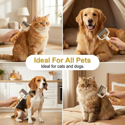 Authentic USA imported professional pet grooming brush removing tangles from thick fur.