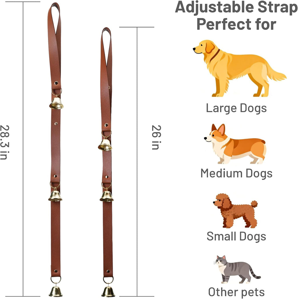 Adjustable leather strap for dog housebreaking bell