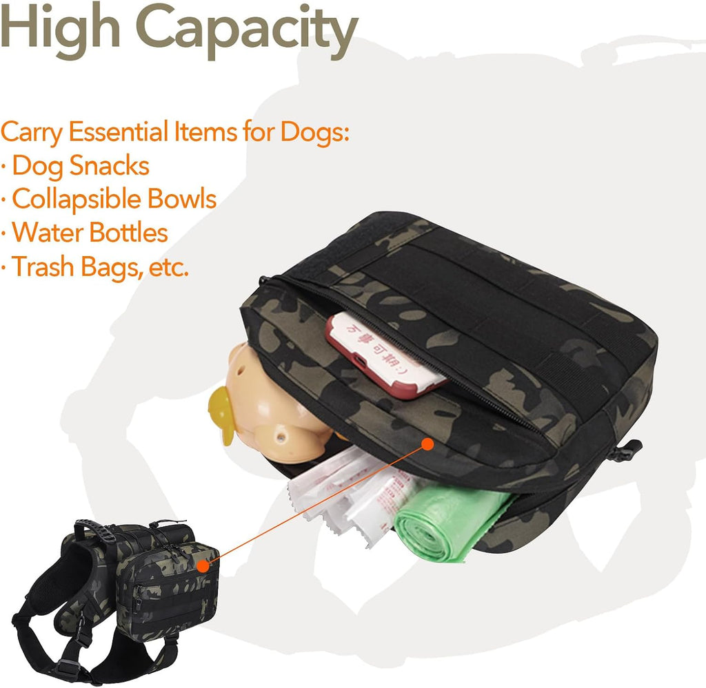 GooCare tactical style pet harness with Molle panels for gear attachment