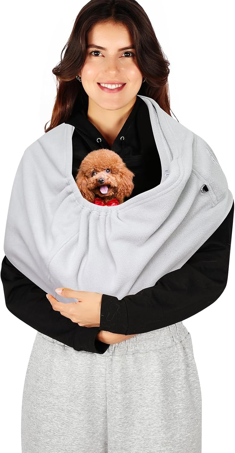 Hands-Free Cat Sling Carrier, Ultra-Soft Polar Fleece Pet Sling for Small Dogs & Cats 3-14 lbs, Machine Washable for Indoor Snuggling & Outdoor Use (Medium, Daisy) - Image 12
