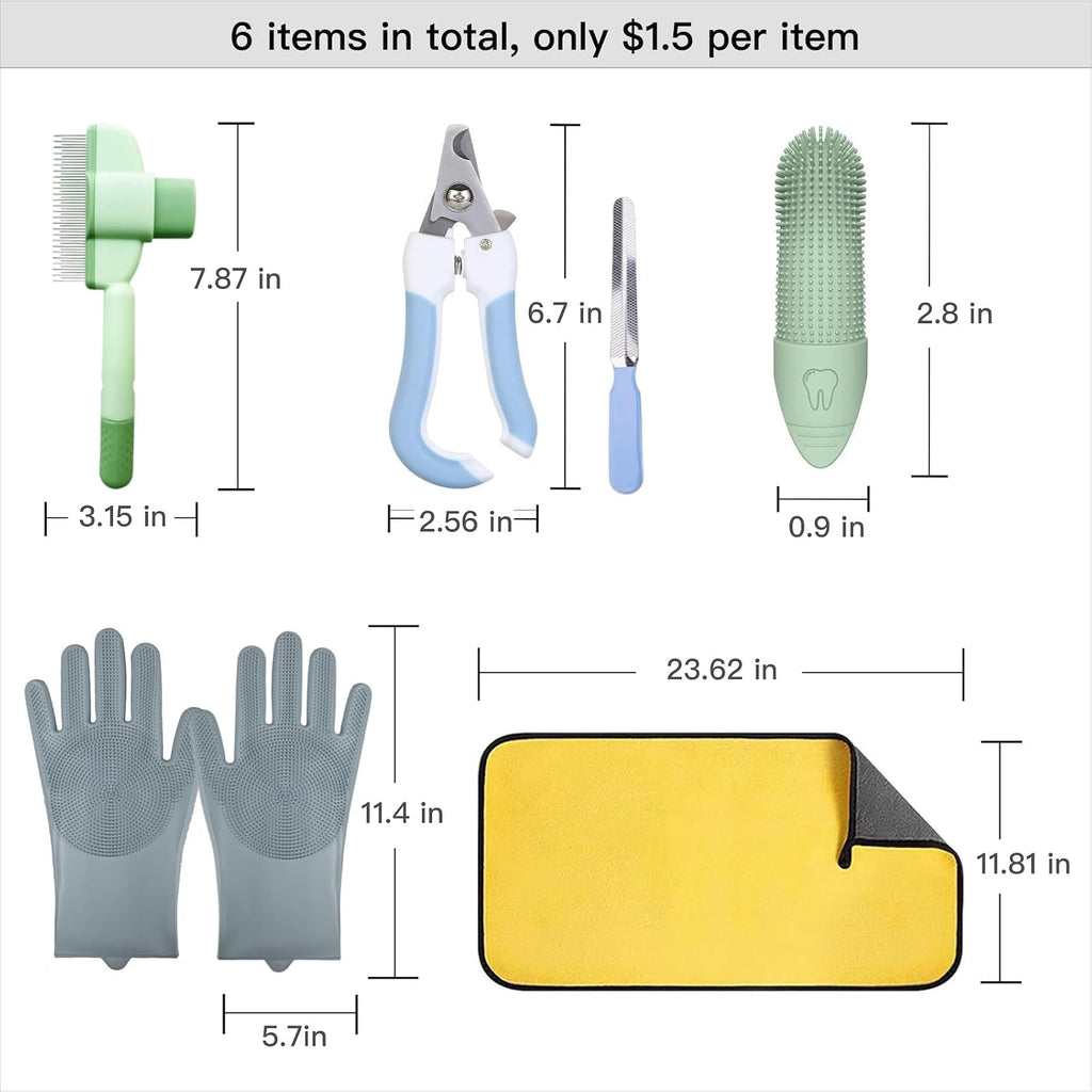 Cat Grooming Kit & Puppy Grooming Kit, Including Cat Washing Kit,Nail Clippers For Cats,Special Silicone Toothbrush,Dogs Washing Gloves, Puppy Quick-Drying Towel,Dog Flea Comb,Reusable. - Image 9