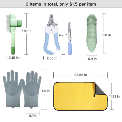 Cat Grooming Kit & Puppy Grooming Kit, Including Cat Washing Kit,Nail Clippers For Cats,Special Silicone Toothbrush,Dogs Washing Gloves, Puppy Quick-Drying Towel,Dog Flea Comb,Reusable. - Image 9