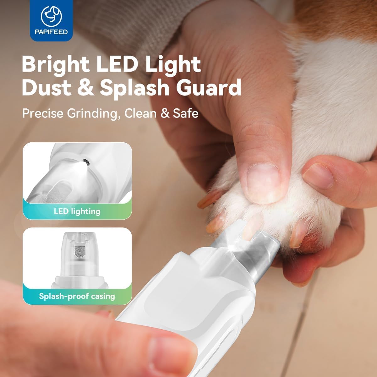 Papifeed electric nail grinder with dust-proof splash guard