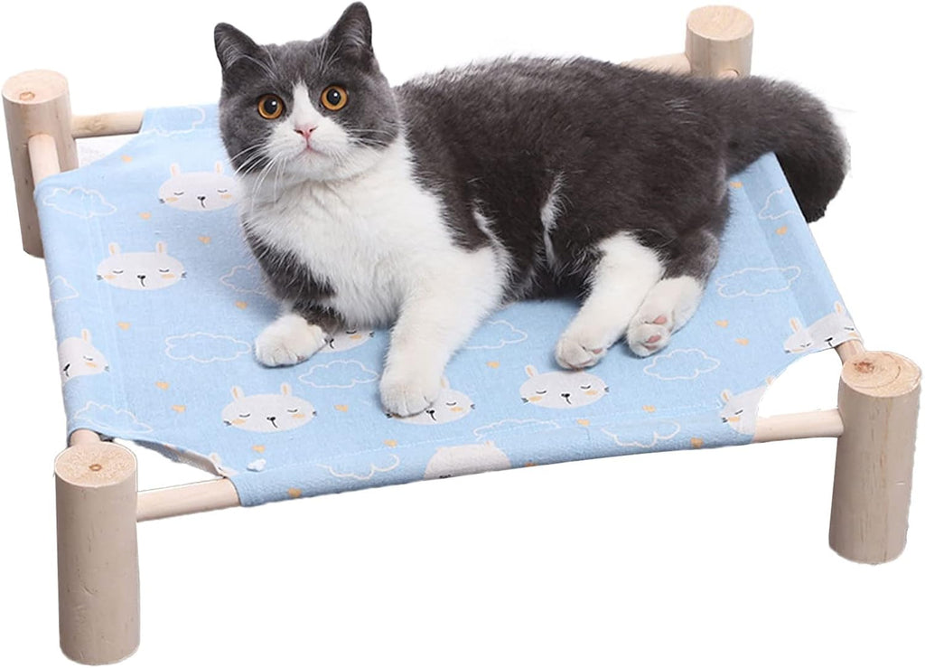 Pozico Cat/Dog Bed Hammock Cat Bed, Wooden Dog Elevated Indoor Outdoor Beds, Raised Cat Cots Furniture Pet Bed Puppy Bed Portable Breathable Mesh Cat Beds for Small Animals-Black Diamond - Image 13