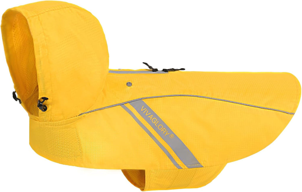 Vivaglory Wetoff dog raincoat front view yellow color