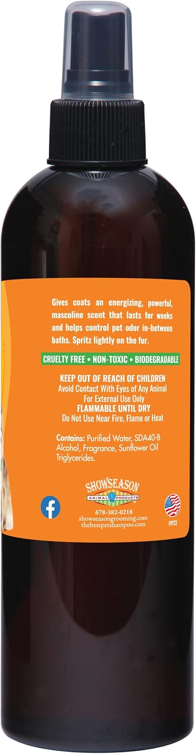 Showseason Bath and Brush Therapies dog perfume spray packaging details and directions