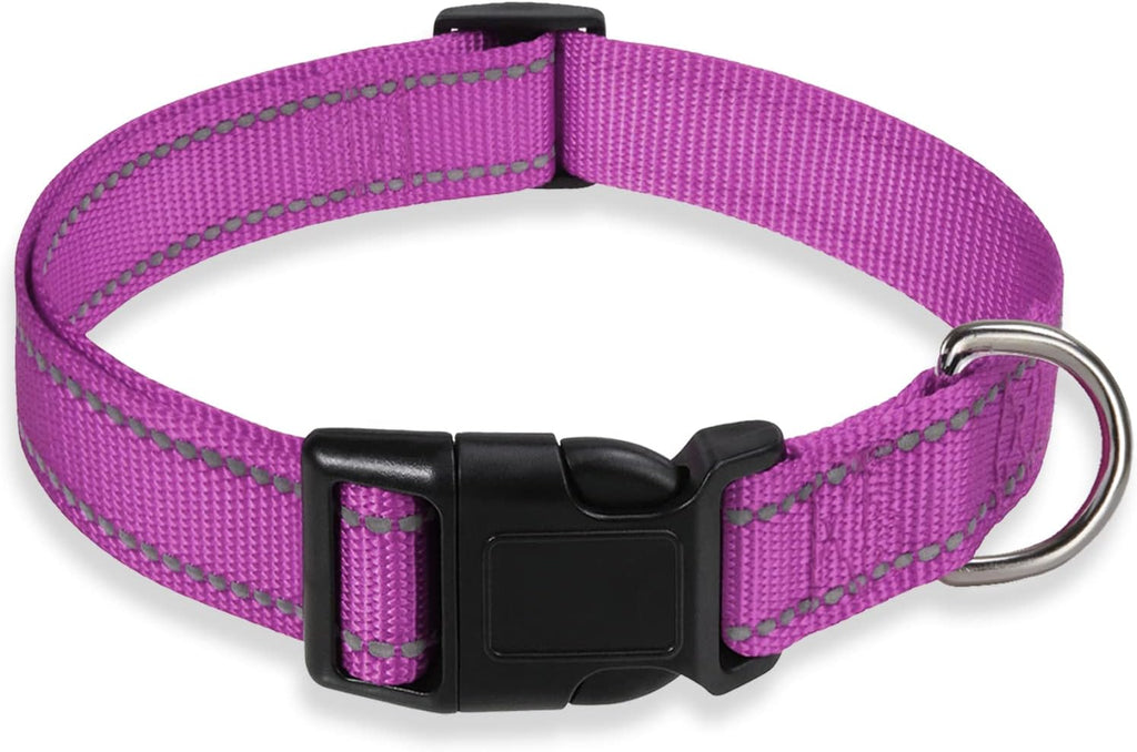 Reflective Dog Collar with Buckle Adjustable Safety Nylon Collars for Small Medium Large Dogs, Pink S - Image 11
