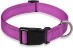 Reflective Dog Collar with Buckle Adjustable Safety Nylon Collars for Small Medium Large Dogs, Pink S - Image 11