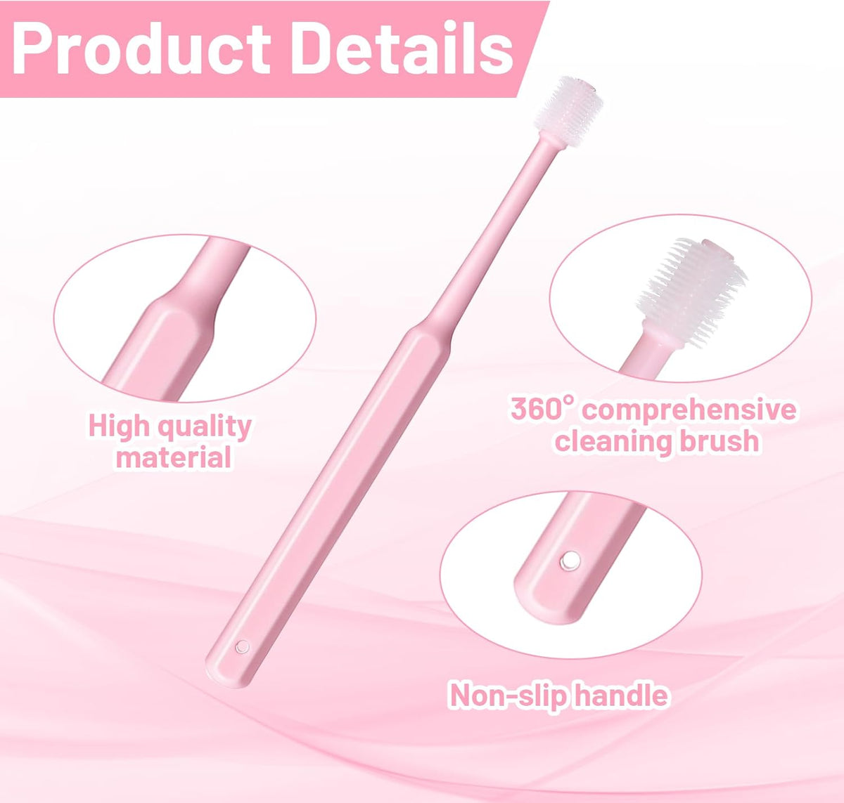 Close up of soft silicone bristles for cat teeth cleaning