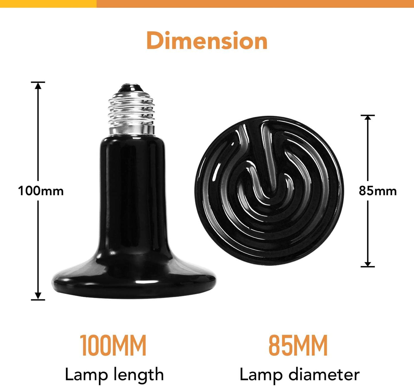 Dual pack of Simple Deluxe 100W black ceramic lamps for reptile terrariums.
