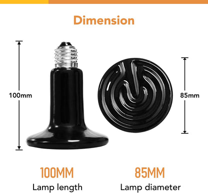 Dual pack of Simple Deluxe 100W black ceramic lamps for reptile terrariums.