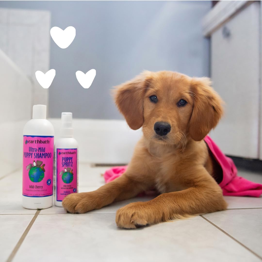 Dog grooming kit spray and shampoo bottles highlighting paraben free formula