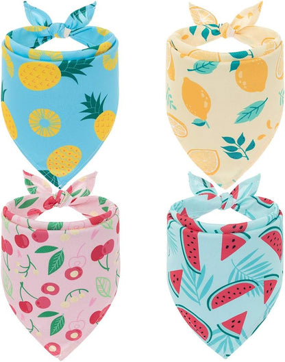 EXPAWLORER dog cooling bandana set 4 pack front view fruit patterns