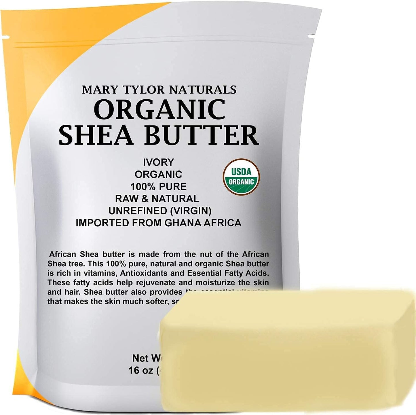 Mary Tylor Naturals Organic Shea Butter 1 Pound front view bag