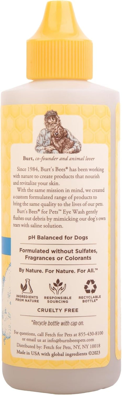 pH balanced saline eye rinse formula for sensitive canine grooming