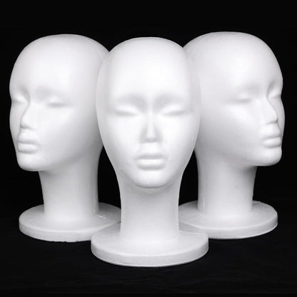 Leeven foam wig head 3 pack front view