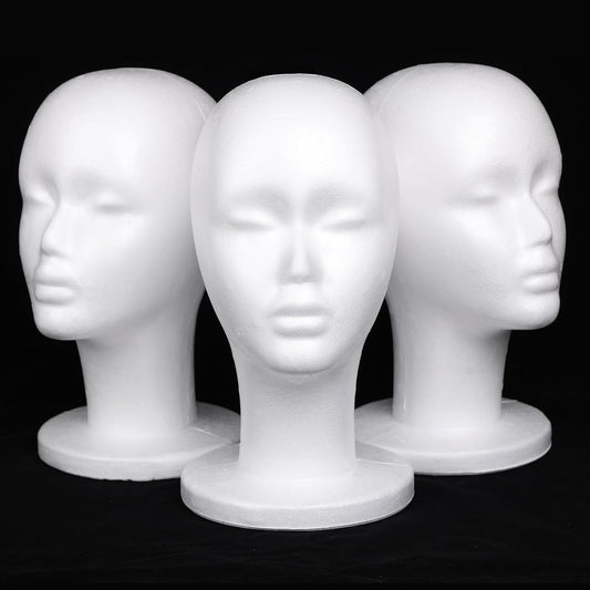Leeven foam wig head 3 pack front view