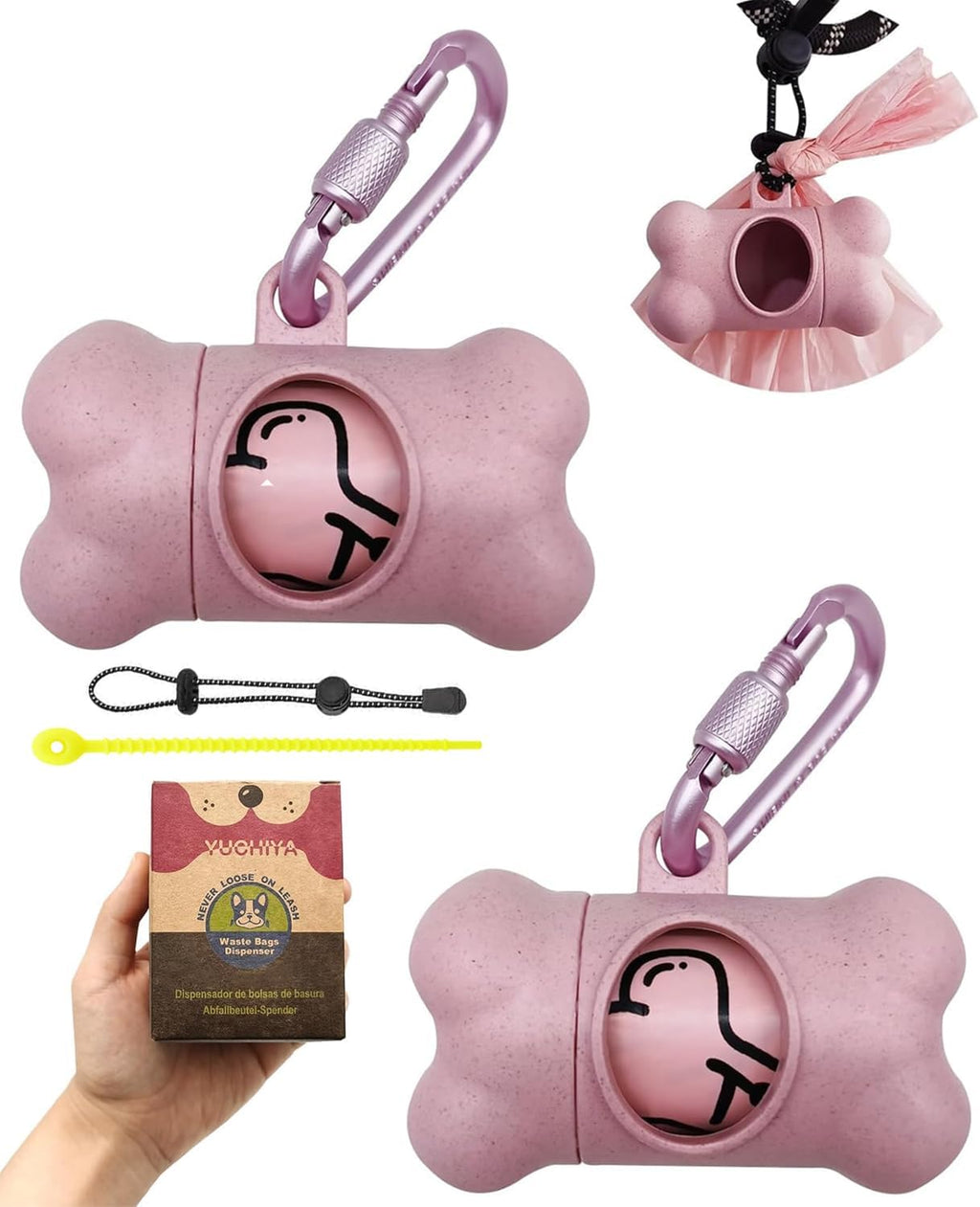YUCHIYA dog waste bag dispenser retail packaging contents