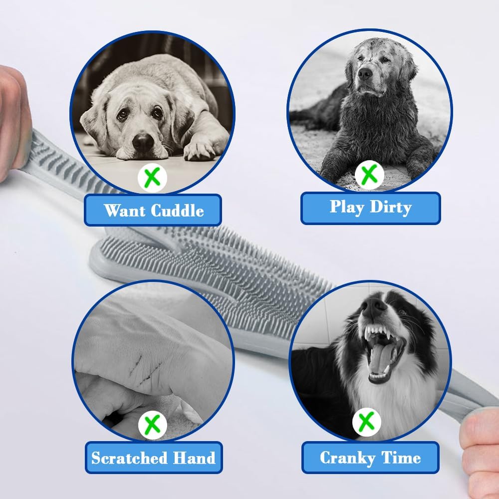 Silicone pet bathing gloves for horses and rabbits