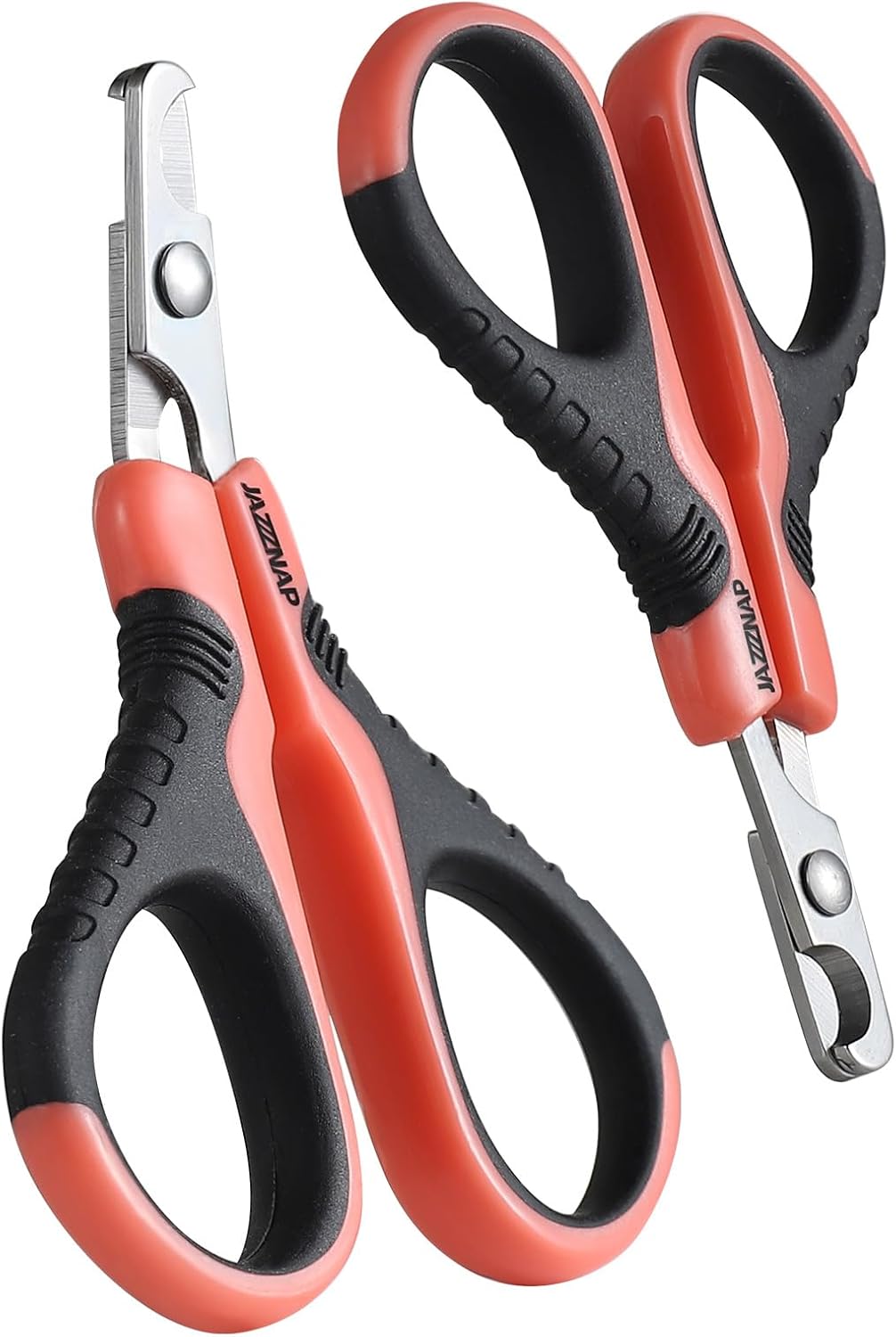 Underneath view of the textured ergonomic grip on the JAZZZNAP professional claw trimmer