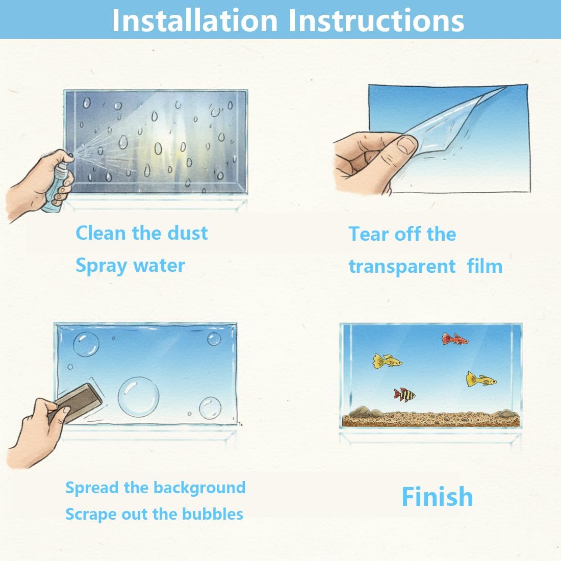 Water spray application process for bubble free static cling installation