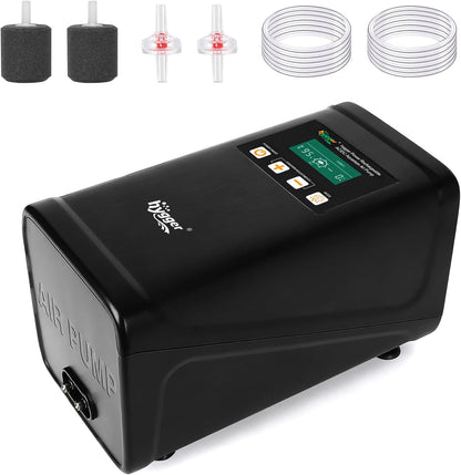 Hygger Battery Backup Aquarium Air Pump front view with digital display
