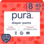 Pura Hypoallergenic Diaper Pants Size 8 front view packaging