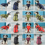 Detailed view of back zipper on dog coat