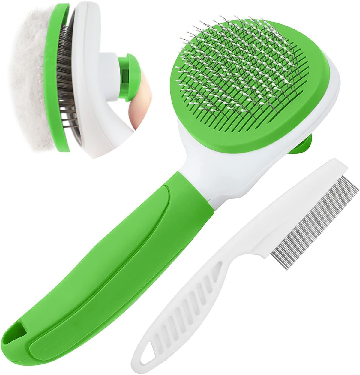Cat Brushes for Indoor Cats, Dog Brush for Shedding with Metal Cat Comb, Self Cleaning Pet Hair Brush with Release Button for Grooming Kitten(Pink) - Image 11