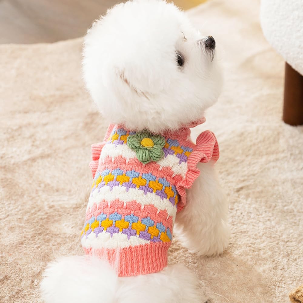 Anelekor premium pet apparel displaying the unique three-dimensional flower pattern.