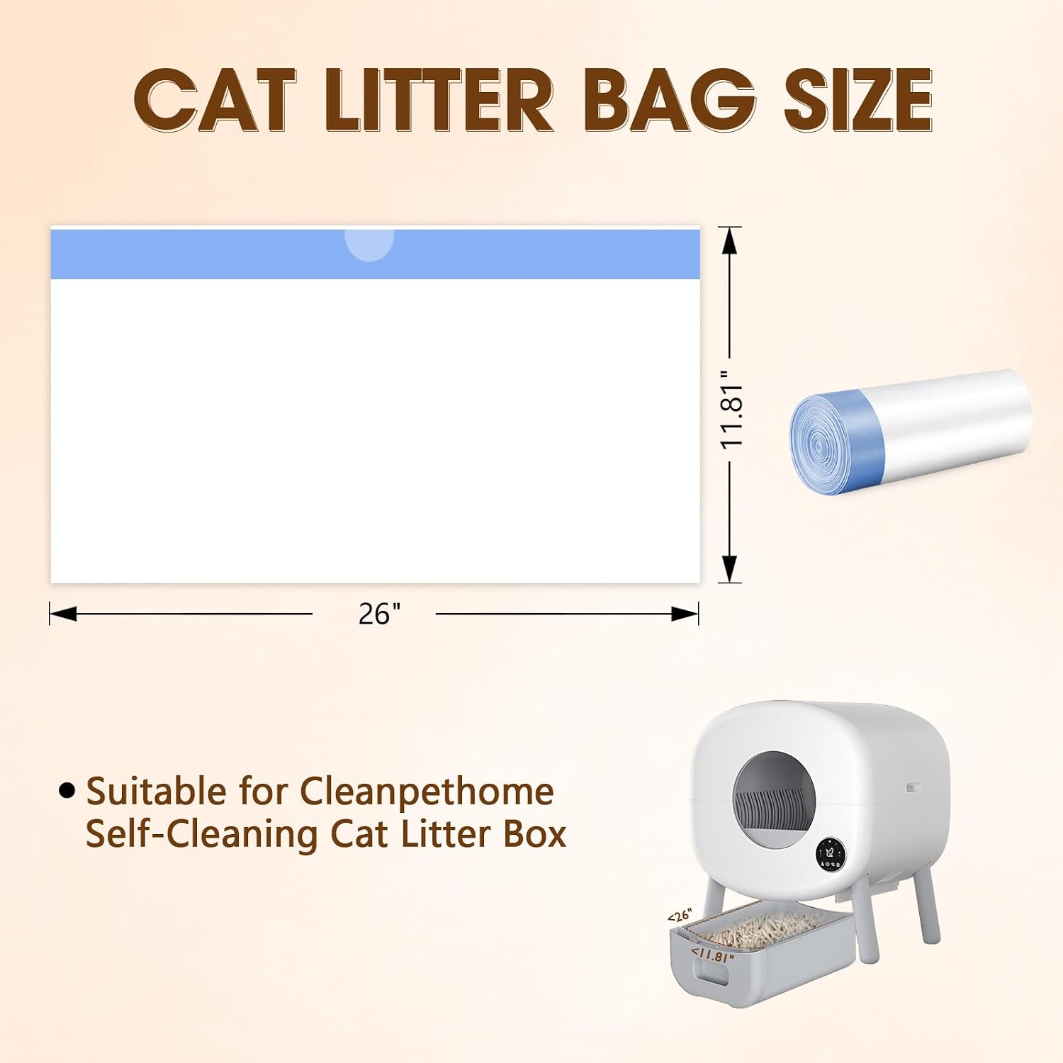 BCHARYA automatic self cleaning litter box bags showing the thick white plastic texture.