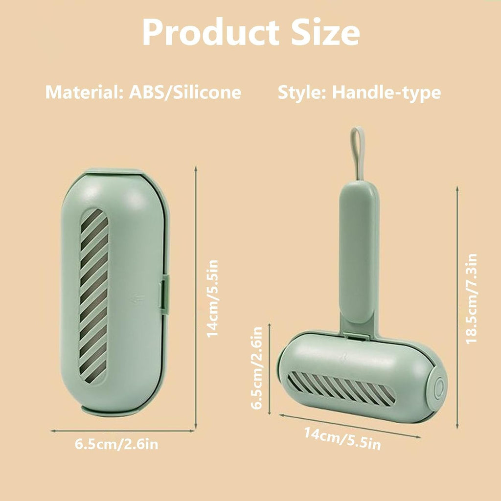 Compact reusable pet hair remover brush for clothing dander cleanup