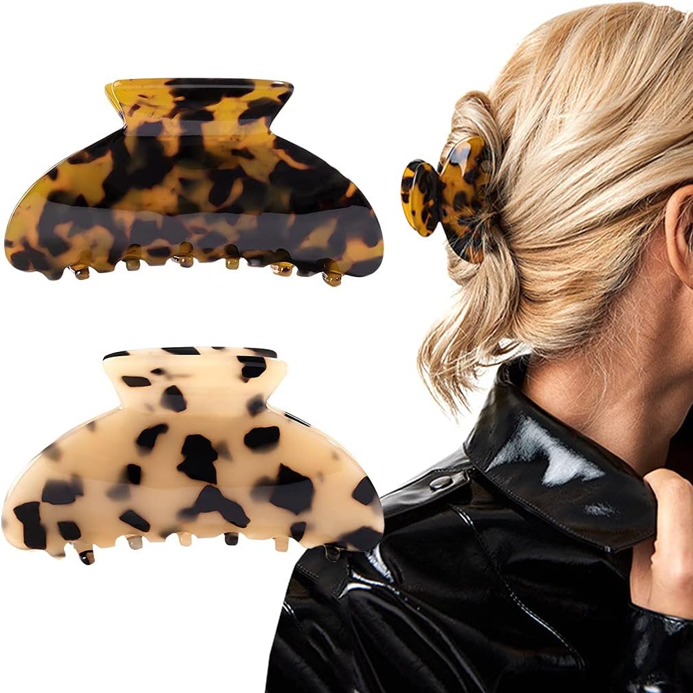 Aileam tortoise shell hair claw clips set of two front view