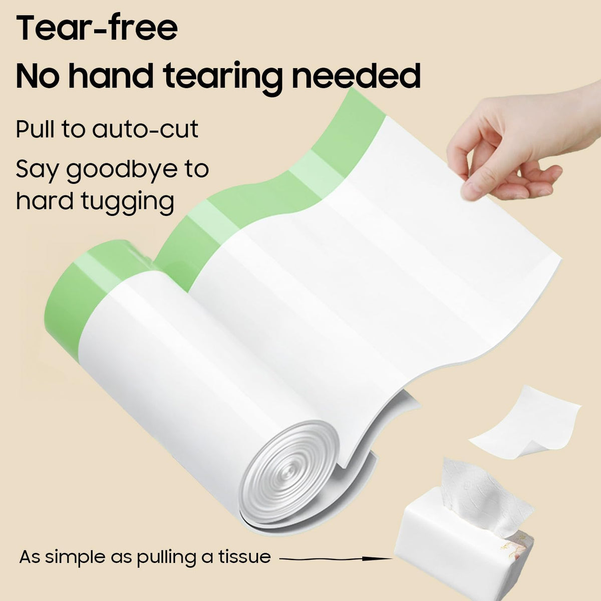 Close up of tear free double sealed edges on AWoHH automatic cat litter liners