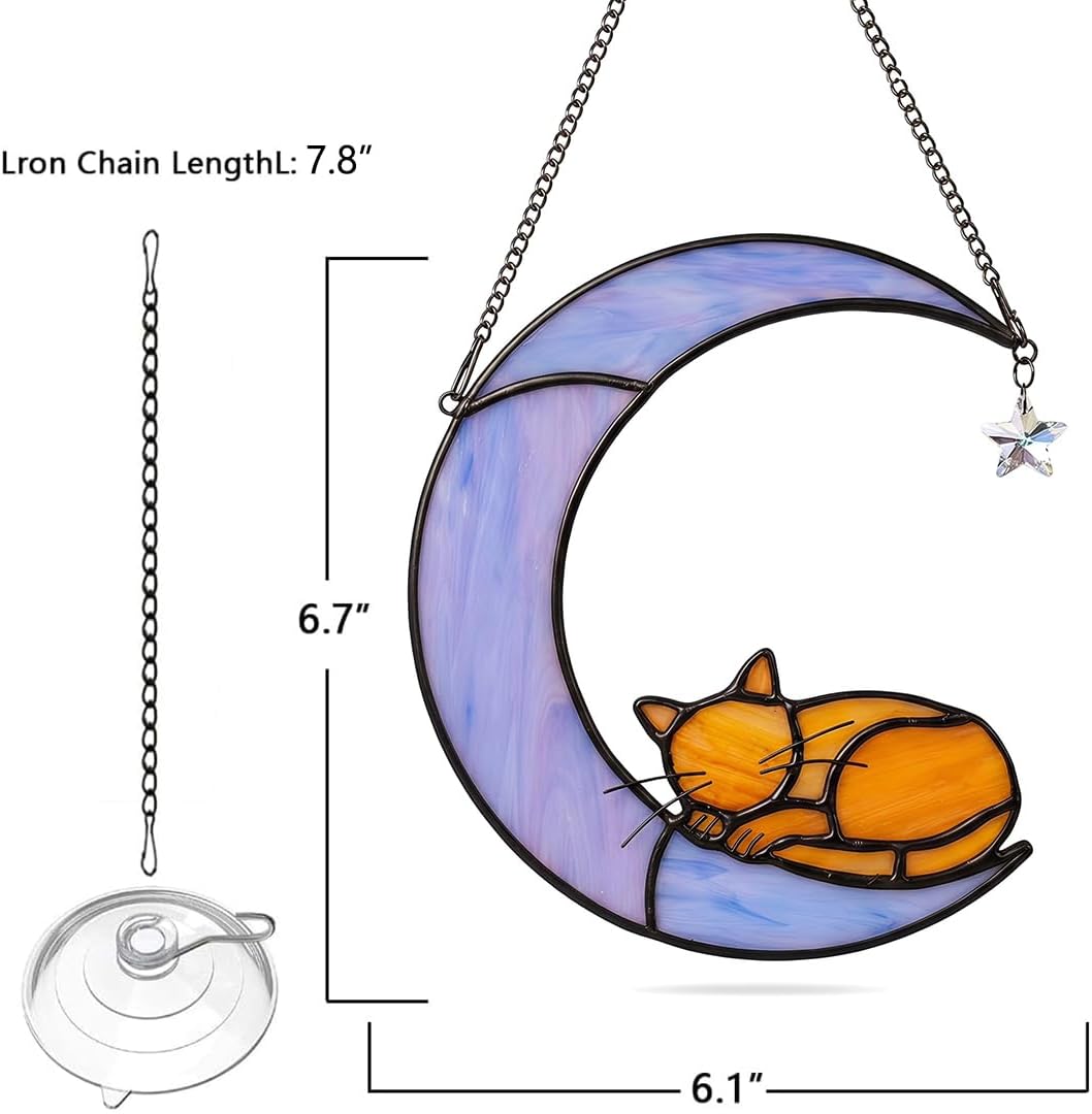 Orange Cat Memorial Stained Glass Suncatcher,Loss Sympathy Gifts - Image 2