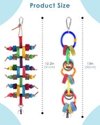 Close up of Bissap parrot toy with paper cardboard rings