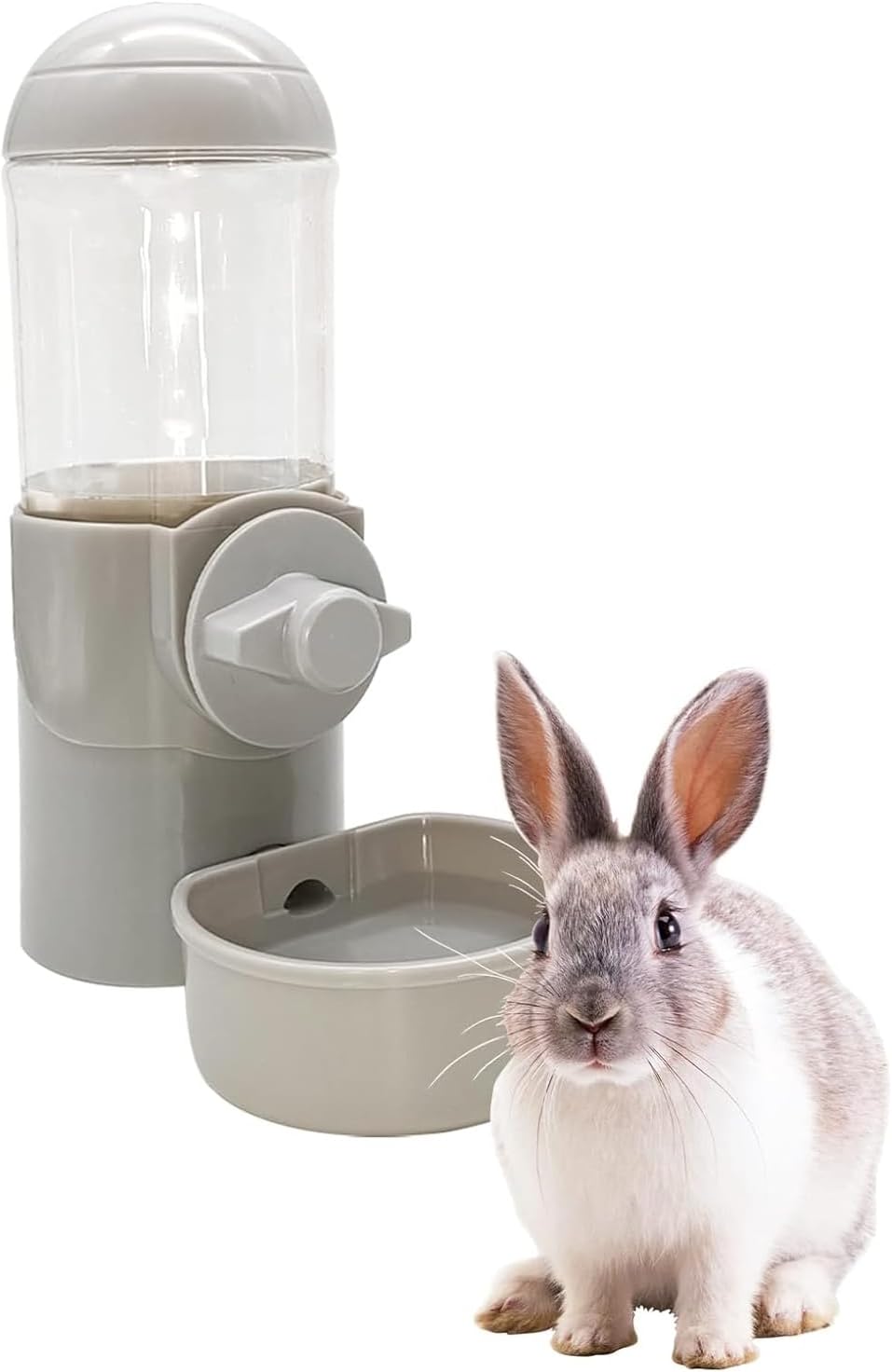 Tfwadmx Rabbit Watter Bottle 17oz Hanging Guinea Pig Automatic Water Dispenser No Drip Small Animal Cage Water Feeder Bowl for Bunny Chinchilla Hedgehog Ferret 2PCS (Grey) - Image 8