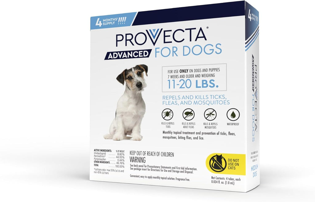 Provecta Advanced medium dog waterproof topical spot on solution packaging details