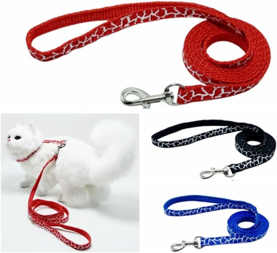 Small pet wearing purple walking harness and leash set