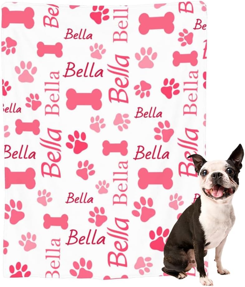 Personalized Pet Name Blanket Custom Catss Blanket,Cats Gift for Cats Lovers Mom Dad Cute Cat Paw Prints Soft Flannel Throw Blanket XS 40"X30" Pets - Image 12