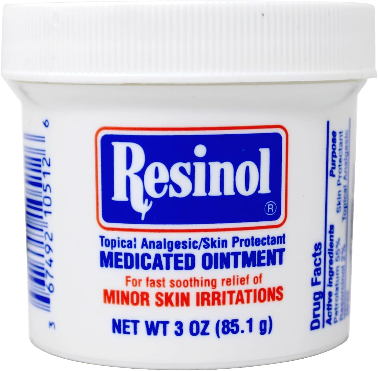 Resinol Medicated Ointment 3 Ounce Jar front view for itch relief