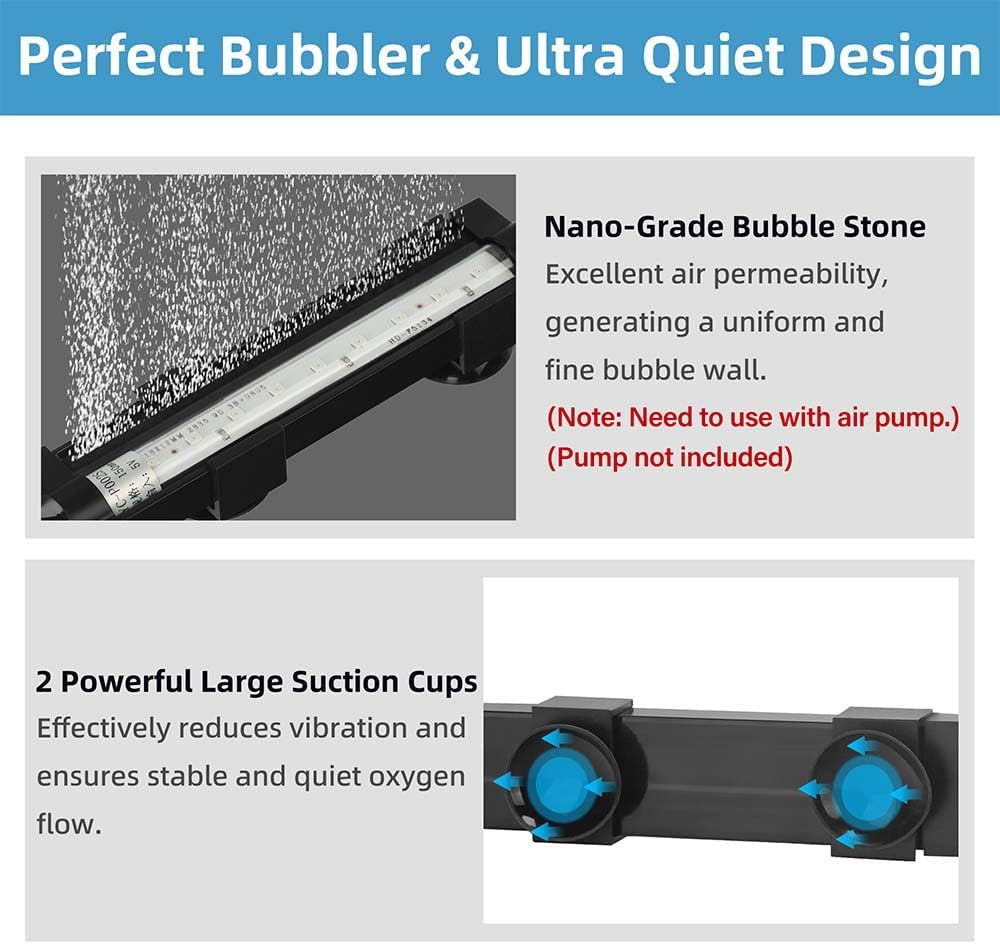 DaToo waterproof aquarium light bar emitting multicolor underwater glow in a fish tank