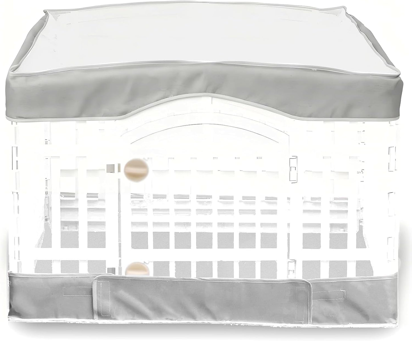 THINMUHAND dog playpen cover and bottom pad front view on a pet fence