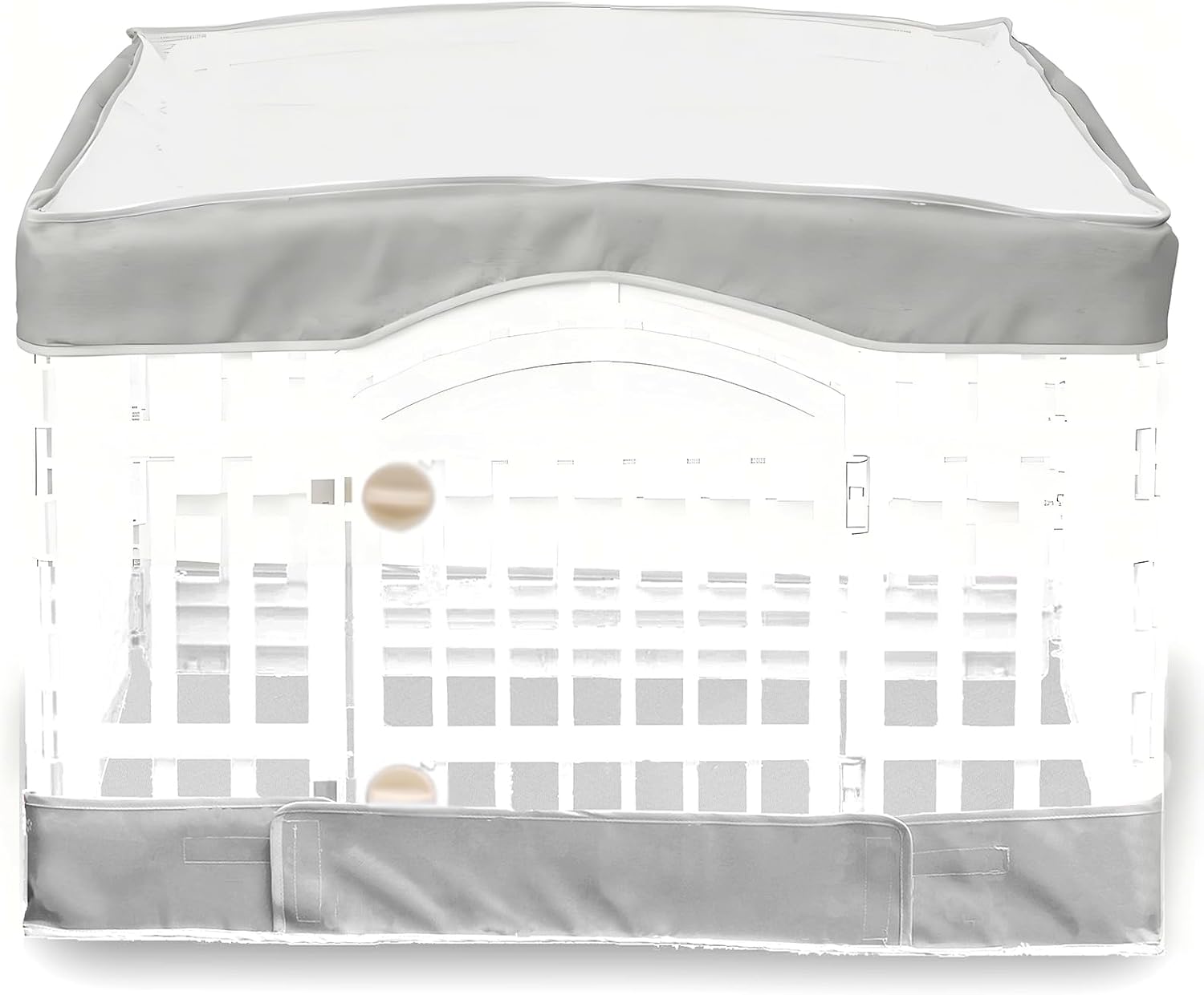 THINMUHAND dog playpen cover and bottom pad front view on a pet fence