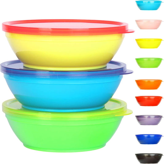Youngever 18-piece kids bowls set with assorted lids front view